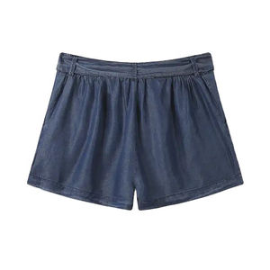 Shorts de Verano para Mujer, Talla Grande, Formales, de Mezclilla, Lavado Claro, Transpirables, Mini Jeans con Decoración de Botones, Color Sólido - Product Image 2