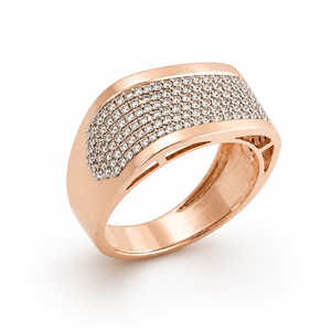 18K Rose Gold <b>Mens</b> Diamond Pave <b>Ring</b> Wide Band Luxury Modern Design Fine Jewelry Wedding Party Daily Wear Gift High Polish - Product Image 2