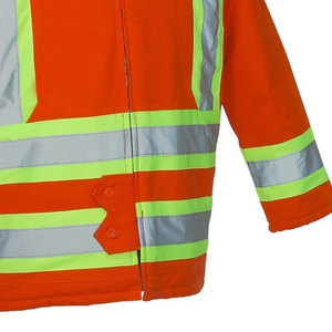 Chaqueta de Seguridad Reflectante Naranja de Alta Visibilidad con Capucha y Cremallera para Hombre, Ropa de Trabajo - Product Image 3