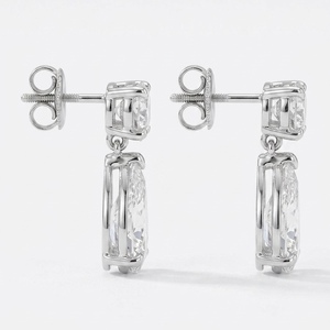 Boucles d'oreilles pendantes en or blanc 18 carats avec diamants de laboratoire taille poire 2,00 CT, certifiés IGI, bijoux de mariage classiques pour femme, clarté F VVS2 - Product Image 2