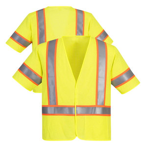 Construction Men's Hi-Viz Yellow Reflective Tape Vest Safety Workwear Security High Visibility Apparel Vest <b>Jacket</b> For <b>Worker</b> - Product Image 4