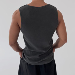 Camiseta sin mangas de punto ajustada para verano, top de tirantes acanalado para gimnasio y culturismo, camiseta sin mangas personalizada para hombre, ropa urbana, yoga - Product Image 4
