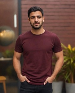 T-shirt sport pour homme à manches courtes, col rond, coupe classique, couleur unie, jersey tricoté à séchage rapide, 100% polyester - Product Image 4