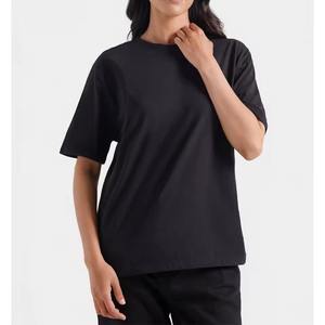 T-shirts crop top amples et respirants pour femme, personnalisables, noirs, blancs unis, coupe oversize, pour le sport et la gym, OEM - Product Image 1