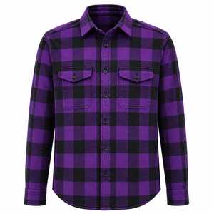 Men's Long Sleeve Plaid Flannel Shirt Regular Fit Casual 100% Cotton Winter Full Sleeve <b>Button</b> Collar Woven Heat-Transfer - Product Image 1