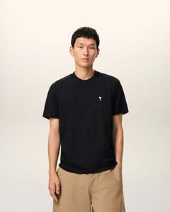 Camiseta Negra de Manga Corta para Hombre, Corte Regular, Logotipo de Corazón Bordado, Estilo Urbano, 100% Algodón, Cuello Redondo, Transpirable, Ecológica - Product Image 6