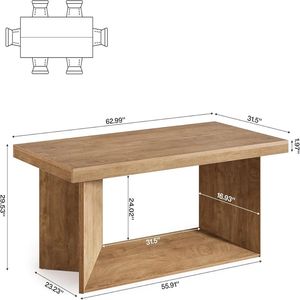 Tavolo da Pranzo Rettangolare in Stile Rustico per Soggiorno e Cucina, Eleganti Tavoli da Pranzo - Product Image 5