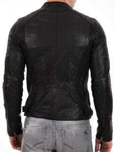High Quality Coated Black Leather Varsity Jacket for <b>Men</b> Stand Collar Custom Logo Thick Warm Breathable Plus Size Zipper Closure - Product Image 3
