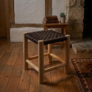 Chaise en bois de teck avec assise en rotin, tabouret d'appoint, structure en bois naturel, chaise balinaise artisanale de qualité supérieure, meubles - Product Image 4