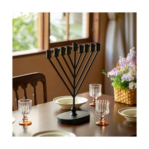 Candélabre en fer noir à 8 bras, porte-bougie de 16 pouces de large, décoration d'intérieur, support à bougies en métal durable - Product Image 3