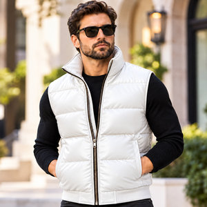 Men's Genuine Leather Bomber <b>Vest</b> Breathable Autumn Sleeveless Coat Gift Him - Product Image 2