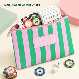 Sac de rangement pour accessoires de Mahjong américain, pochette à fermeture éclair dorée, en polyester imperméable, écologique et pliable, pour jetons de <span class=keywords><strong>poker</strong></span>, dés et règles - Product Image 1
