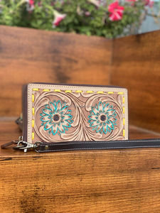 Nouveau portefeuille en cuir sculpté usiné à la main pochette coque de téléphone élégant multi-usages portefeuilles portefeuille en cuir véritable pour les femmes - Product Image 4