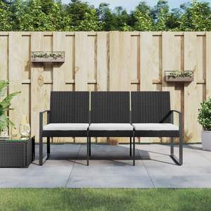 Banc de jardin durable à 3 places en polypropylène noir, banc de terrasse - Product Image 1