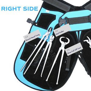 Juego de herramientas comerciales para herrador con delantal de cuero, pinzas redondas para pezuñas, martillo para recoger pezuñas, clavillero y extractor de clavos curvo - Product Image 5