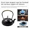 กาน้ำชาโลหะสีดำลายดอกพลัมพร้อมหูจับและฝาปิดสไตล์โอเรียนทัลประดับหางนก - Product Image 2