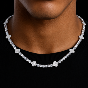 Women's 925 Silver Moissanite Diamond Flower <b>Statement</b> <b>Necklace</b> Silver Plated Pave Setting Luxury Tennis Chain Wedding Jewelry - Product Image 6