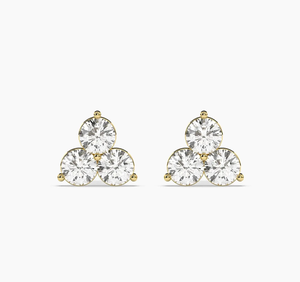 Pendientes de Diamantes Cultivados en Laboratorio, Chapados en Oro de 14K, Acabado Pulido, Estilo Vintage, Certificados por IGI, Joyería Elegante de Diseño para Bodas - Product Image 1
