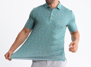 Polo de Manga Corta Tejido para Hombre en Color Verde Azulado con Diseño de Puntos, Casual y Transpirable - Product Image 4
