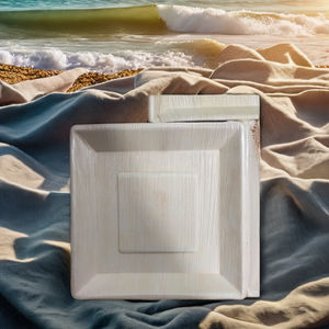 Platos cuadrados de hoja de palma de bambú desechables, paquete de 100, planta compostable biodegradable ecológica para postre de Camping - Product Image 2