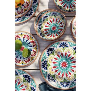 Plateau en bois émaillé personnalisé avec logo, grand format, design tropical, qualité alimentaire, bol de service décoratif indien en émail - Product Image 2