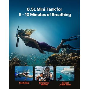 Bouteille de plongée portable 0,5 L, profondeur de plongée de 32,81 pieds, cylindre d'oxygène pour une respiration sous-marine de 5 à 10 minutes, réservoir d'air de plongée - Product Image 2