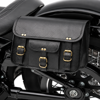 Sacoche de selle de moto en cuir noir, sacoche latérale vintage pour vélo, sac de rangement avec sangles à boucles pour les voyages en moto