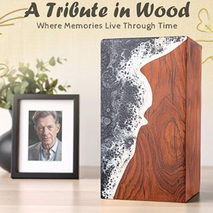 Decorative Wooden Keepsake Urn for Ashes Premium Oak Memorial Urn with Engraving by AYAANS - Product Image 3