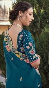 Sari Jimmy de Fatema Fashion, el Más Vendido, para Mujer, Puro y Suave, con Bordado Intenso, Diseño Multihilo de Última Moda, para Bodas en India - Product Image 4
