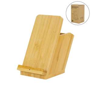 Portaplumas de Bambú con Cargador Inalámbrico, Organizador de Escritorio Independiente, Diseño Minimalista, Estante de Almacenamiento de un Solo Nivel, Hecho a Mano - Product Image 1