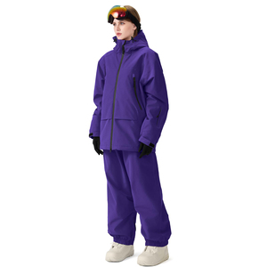 Ensemble de ski et snowboard pour femme sur mesure, imperméable, avec capuche, veste et pantalon, pour l'extérieur, vêtements d'hiver avec fermeture éclair - Product Image 2