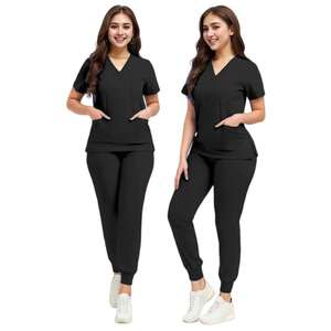 Wholesale High Quality Medical <b>Scrubs</b> Set Unisex Hospital Nurse Uniforms V-Neck <b>Top</b> Jogger Pants Stretch Dental Clinic <b>Scrubs</b> - Product Image 4