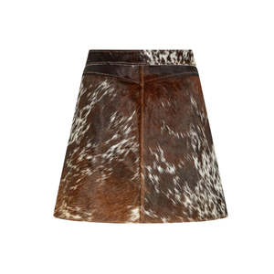 คุณภาพระดับพรีเมียม หนังวัวแท้ 100% กระโปรงวินเทจเอวสูงสำหรับผู้หญิง สีทึบ ระบายอากาศได้ดี - Product Image 4