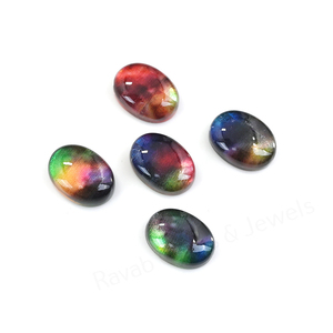 Cabochon de pierre précieuse en quartz coquille d'ormeau, forme ovale 10x14mm, dos plat, poli miroir, lisse, pour la fabrication de bijoux et pendentifs - Meilleures ventes - Product Image 3