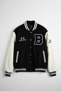 <b>Men's</b> Casual Winter 100% Cotton <b>Canvas</b> Bomber Varsity <b>Jacket</b> Breathable Eco-Friendly Windproof Waterproof Embroidered Stand OEM - Product Image 5