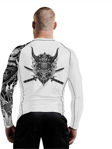Camiseta de Compresión Ajustada de Manga Larga Blanca para Hombre, Secado Rápido, Poliéster, Ropa de Artes Marciales, Logotipo Frontal - Product Image 2