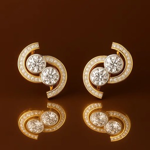 ZAWO HOUSE 10k 14k White Gold Two Lab Grown Diamond Round Drop Earrings <b>Stud</b> Diamond Earring - Product Image 6