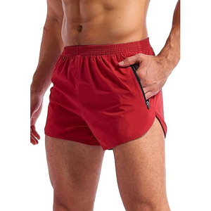 <b>Men's</b> <b>Red</b> Split Running <b>Shorts</b> Lightweight Breathable Athlete Workout Gym <b>Shorts</b> with Side Zipper Pockets - Product Image 1