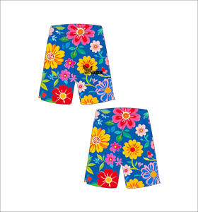 Custom Blue Basketball Shorts with Vibrant Multi-Color Floral Pattern Lightweight Breathable Mesh Athletic Training Streetwear - Product Image 1
