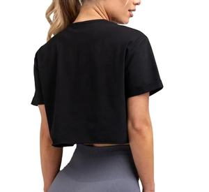 Camiseta corta de manga corta para mujer, cuello redondo, color sólido, corte ajustado, informal, de verano, tejida en spandex/algodón, en oferta. - Product Image 2