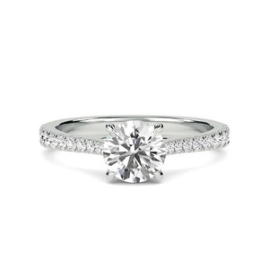 Round Shoulder <b>Set</b> Engagement <b>Ring</b> 0.50 Ct Lab Grown Diamond In 18K <b>Gold</b> And Platinum - Product Image 1