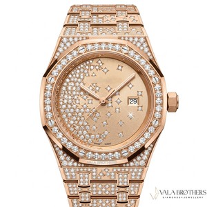 Reloj Audemars Piguet Royal Diamond de 41 mm, Caja Octogonal en Oro Rosa, Fecha Analógica, Cierre Desplegable Mecánico, Reloj de Lujo para Mujer - Product Image 1
