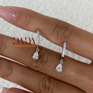ต่างหูเพชรทรงลูกแพร์สุดหรูสำหรับผู้หญิง ต่างหูเพชรแบบห้อย ดีไซน์สวยงาม ทองคำขาว เหมาะสำหรับเจ้าสาว ของขวัญเครื่องประดับชั้นดี - Product Image 6