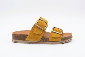 Sandalias Planas de Cuero Genuino con Punta Abierta, Cierre de Hebilla, Suela de Corcho Acolchada, Zapatos de Verano - Product Image 2