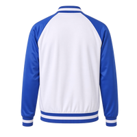 Blouson Bomber Homme Phi Beta Sigma Blanc Bleu Royal, Lettres Brodéées, Boutons Pression, Manches Longues, Côtelé