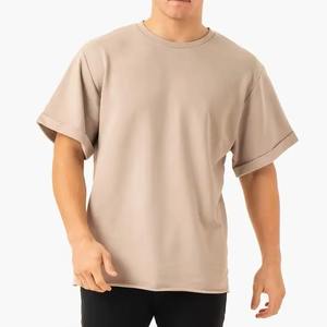 Camiseta Oversize Personalizada al por Mayor, de Cuello Redondo, Estilo Vintage, con Elastano, Negra, Lisa, para Hombre - Product Image 4