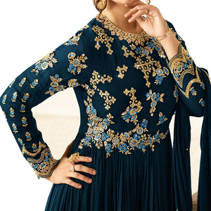 Nouvelle collection Robe de soirée pour femme en dentelle de haute qualité, broderie élégante, 100% coton, manches longues, motif uni, style pakistanais - Product Image 4