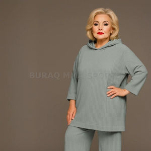 Ensemble de salon rayé 2 pièces pour femmes, haut à manches longues boutonné et pantalon à cordon de serrage - Product Image 2