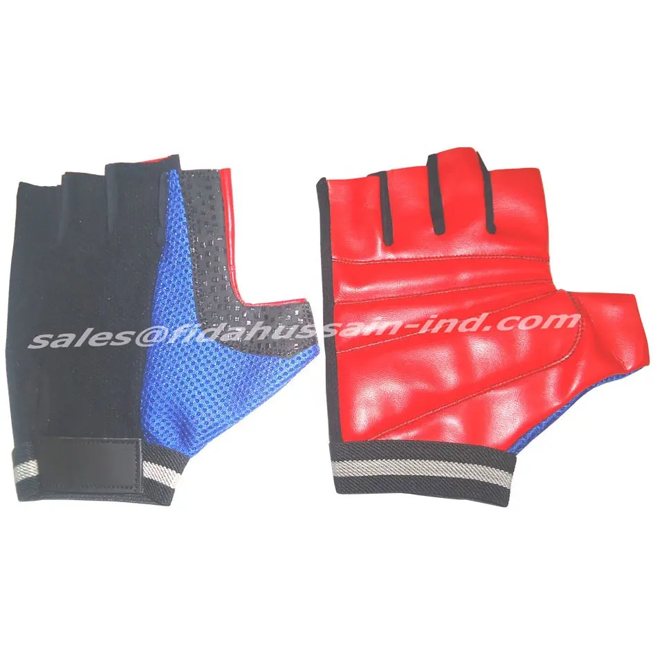 Venta al por mayor superior transpirable ventilado medio dedo cuero sintético deportes entrenamiento bicicleta ciclismo guantes hombres guantes de ciclismo