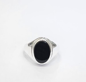 925 Sterling Silver Oval Black <b>Onyx</b> Gemstone <b>Ring</b> Custom Engraving <b>Signet</b> Band Wholesale Manufacturer India - Product Image 2